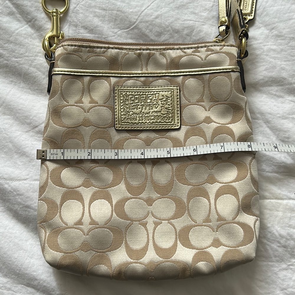 Cream and gold canvas coach Crossbody